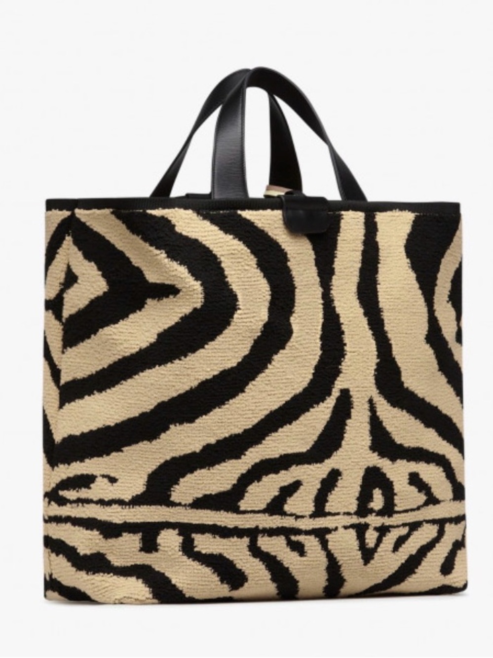 NWT VOILE BLANCHE THE LARGE WINTER SAFARI TOTE BAG in DARK BROWN-BEIGE - Picture 3 of 14